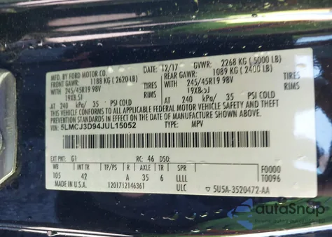 2018 Lincoln Mkc Reserve z USA, uszkodzony, nr VIN 5LMCJ3D94JUL15052